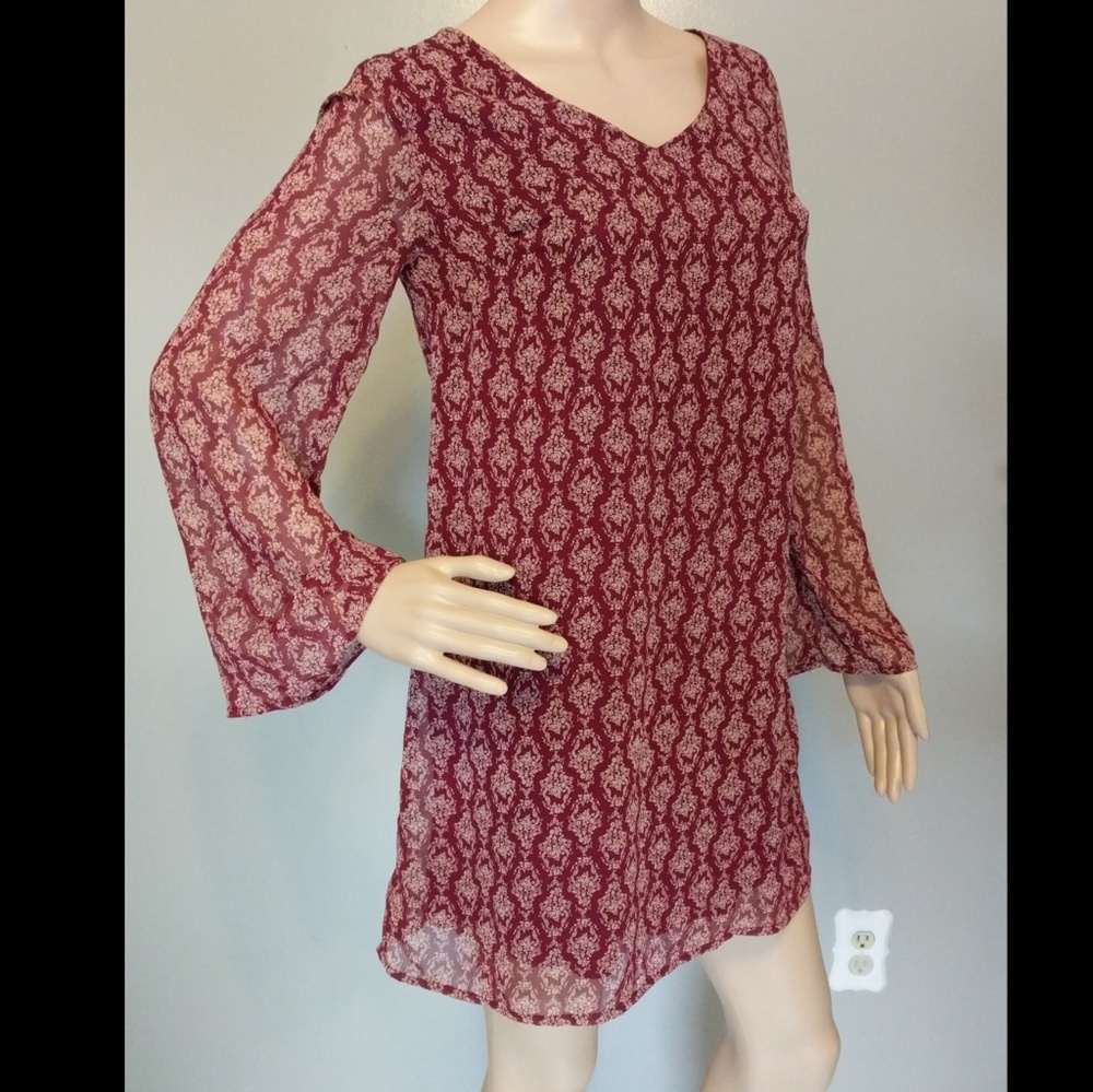 The Cove | Mini Dress with Sheer Bell Sleeves